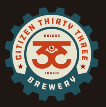 Citizen Thirty Three Brewery logo with gear shape and eye symbol.