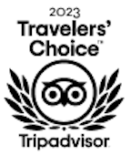 2023 Travelers' Choice logo with owl and laurel wreath.