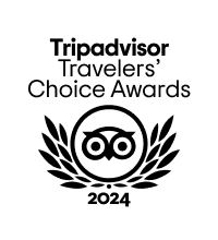 Tripadvisor Travelers' Choice Awards 2024 logo with owl icon and laurel wreath.